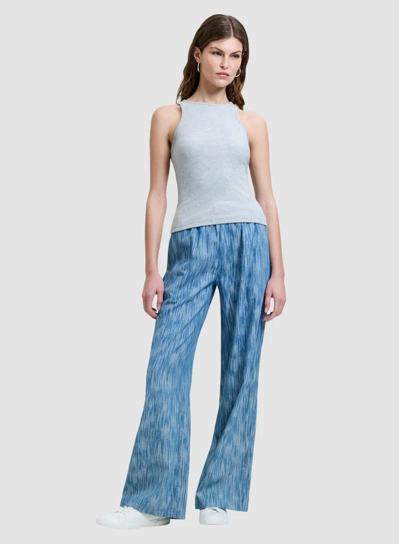 Bessie Textured Denim Wide Leg